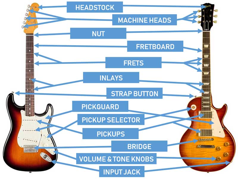 مخطط أجزاء الجيتار الكهربائي

